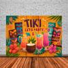 Tropische Tiki Bar Fotografie Hintergrund Blume Totem Banner Hawaii Meeresblick Hintergrund Babyparty Kindergeburtstagsparty Dekoration