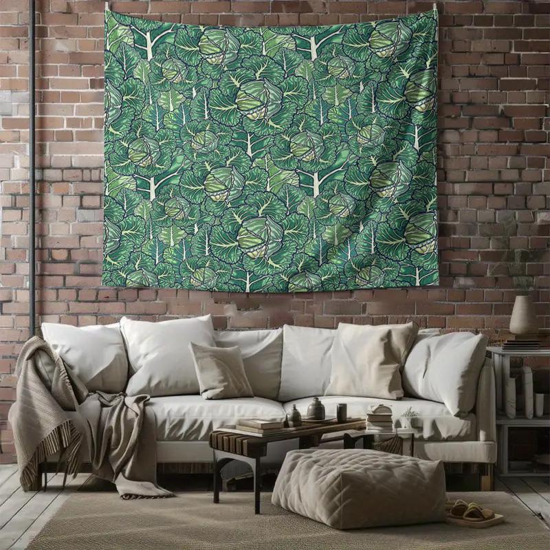 Botanical Tapestry Forest Green Wall Hanging Nature Landscape Home Decor Room Divider Backdrop Picnic Blanket Large Wall Art
