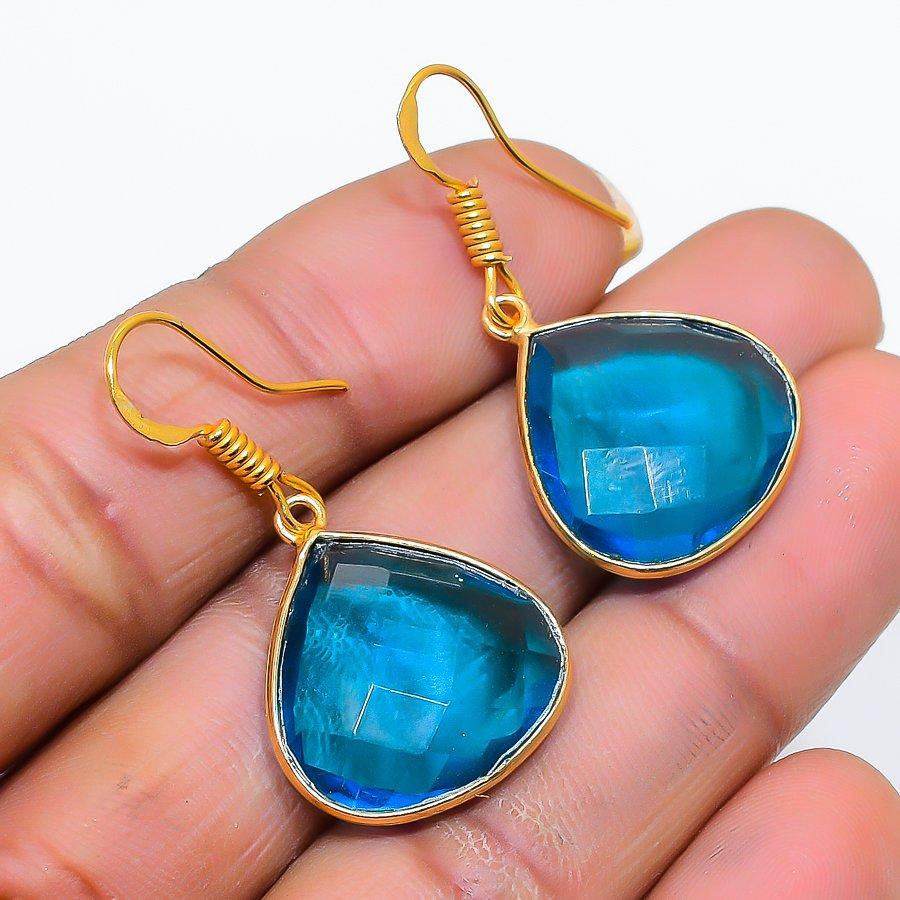 

Swiss Blue Topaz Gemstone 925 Sterling Silver Jewelry Earring 1.46 GK-5149