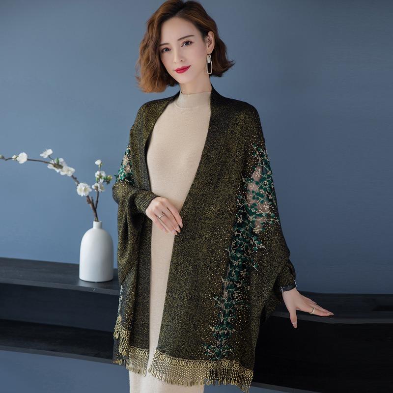 Women's Embroidered Tassel Cloak Shawl Women's Knitted Cardigan