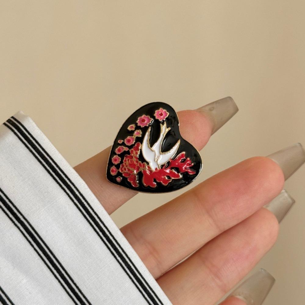 Luxury Enamel Ring Vintage Chunky Ring Personality Retro Drip Oil Ring  Couple Style1