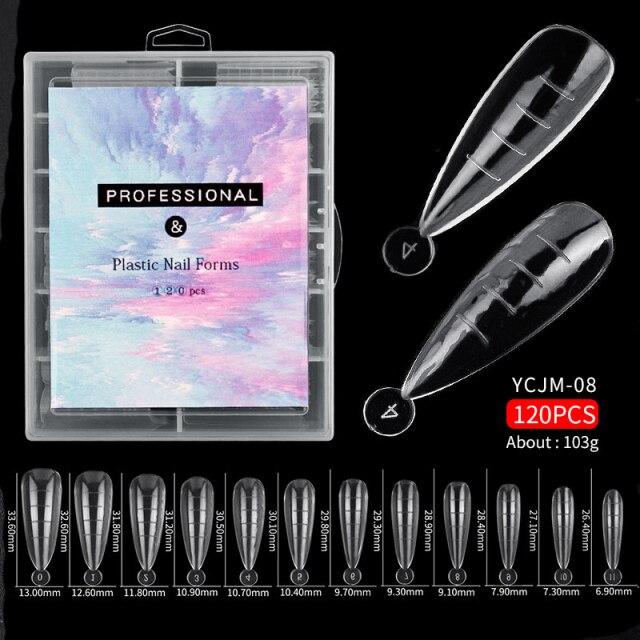 120Pcs/Box Nail Art Scale Quick Phototherapy Crystal Extended Nail Gel Mold Full Cover Acrylic Beauty DIY Tools