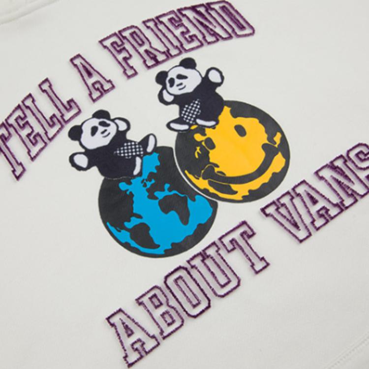 Vans Kangaroo Pocket Cartoon Print Hoodie Women Tops Off-White VN0A5LJVFS8