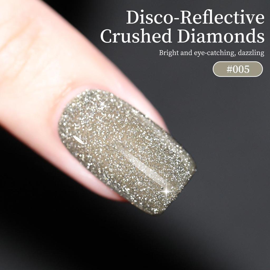 Reflective Disco Diamond Gel Polish 2025: Starlight Silver Nail Set