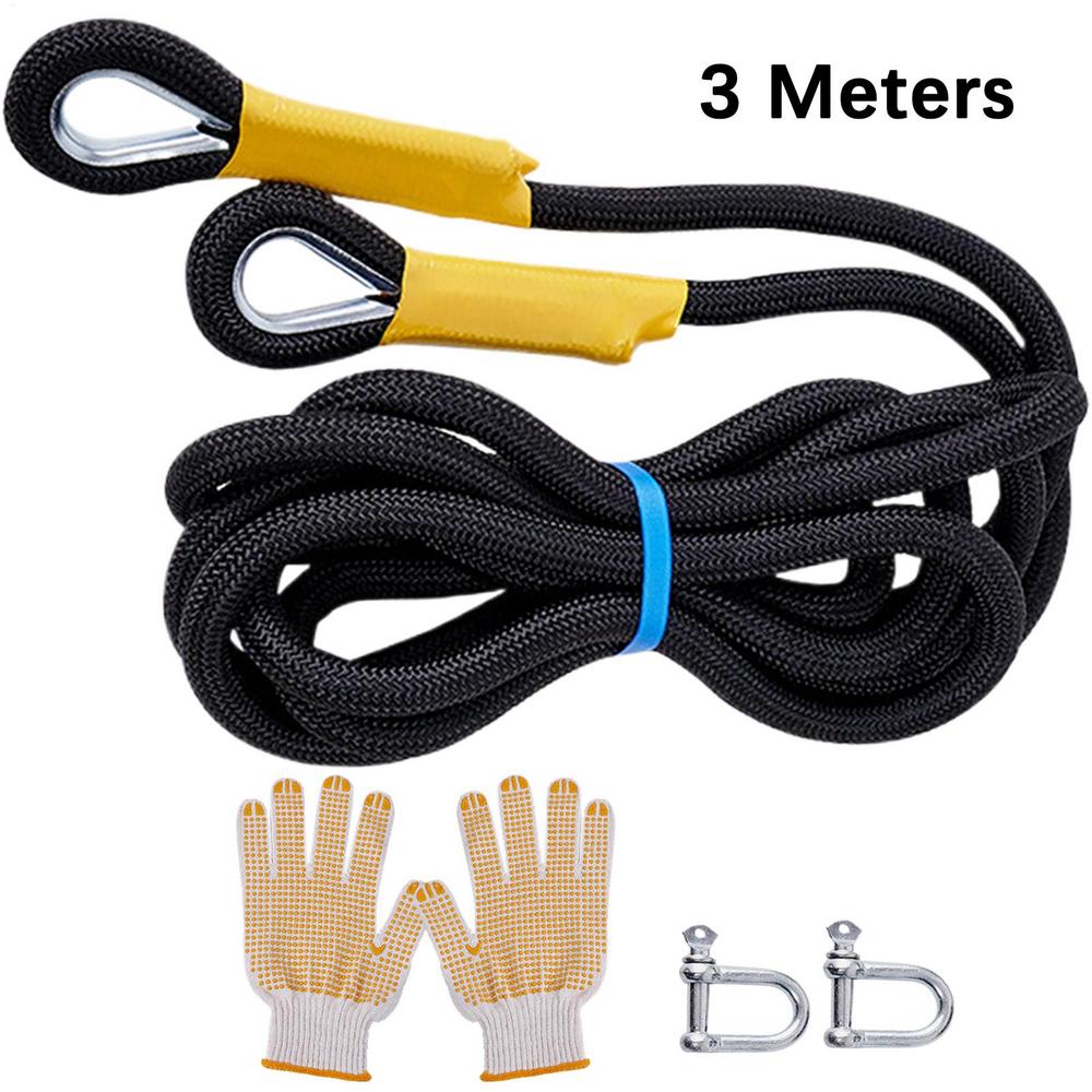 Car Emergency Rescue Rope Portable Recovery Tow Strap Heavy Duty Outdoor Car Tow Strap SUV ATV Tow Strap with Protective Mittens