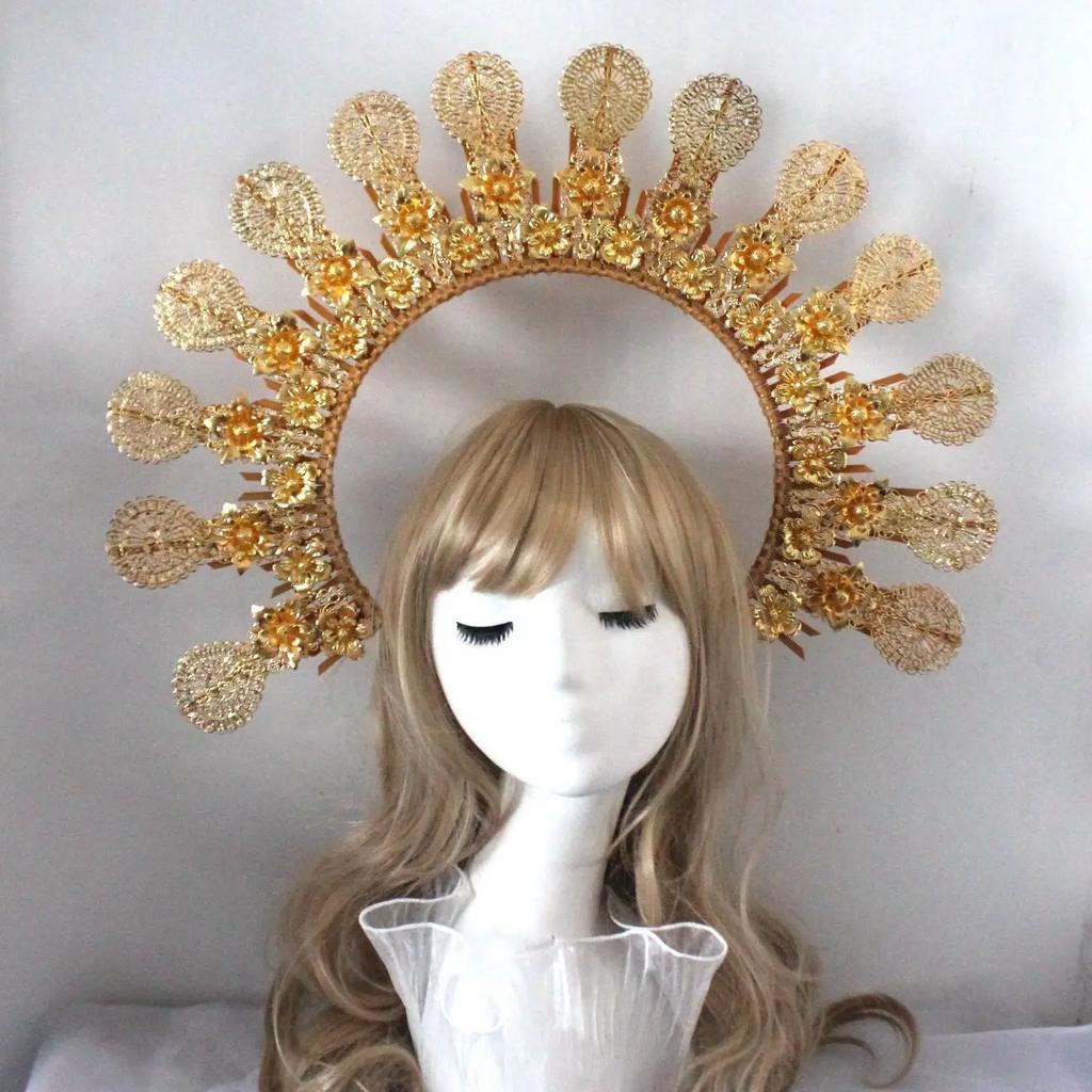 Diadema KC Halo Lolita Gotica Fatto a Mano Fascia Corona Dea del Sole Retrò Accessori per Capelli