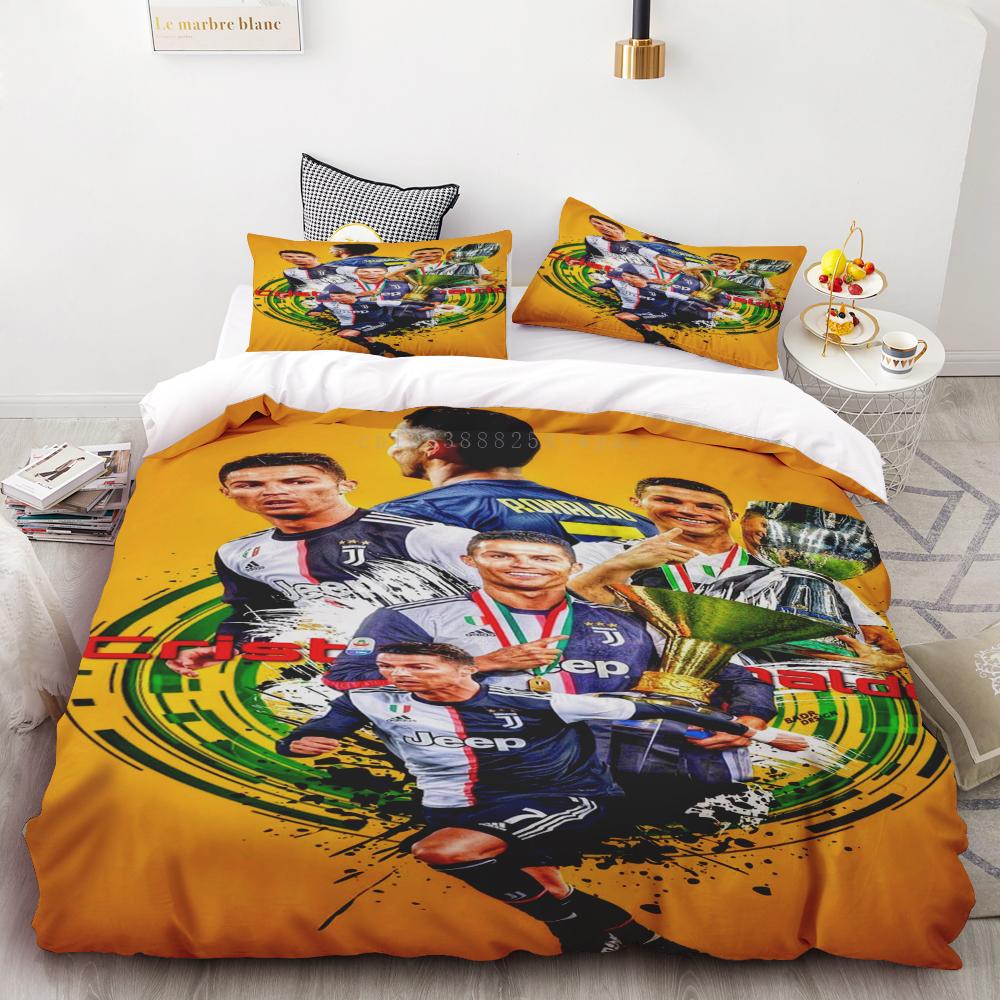 Duvet Cover Set Ronaldo Idol Football Star 3D Printed Soft Quilt Cover For Teens Kids Boys Girls Soft Bed Cover With Zipper