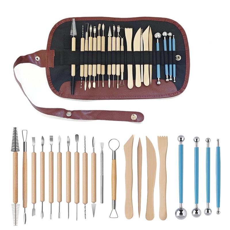 61/43/24-piece Clay Pottery and Sculpture Carving Tool Set for Soft Polymer Modeling