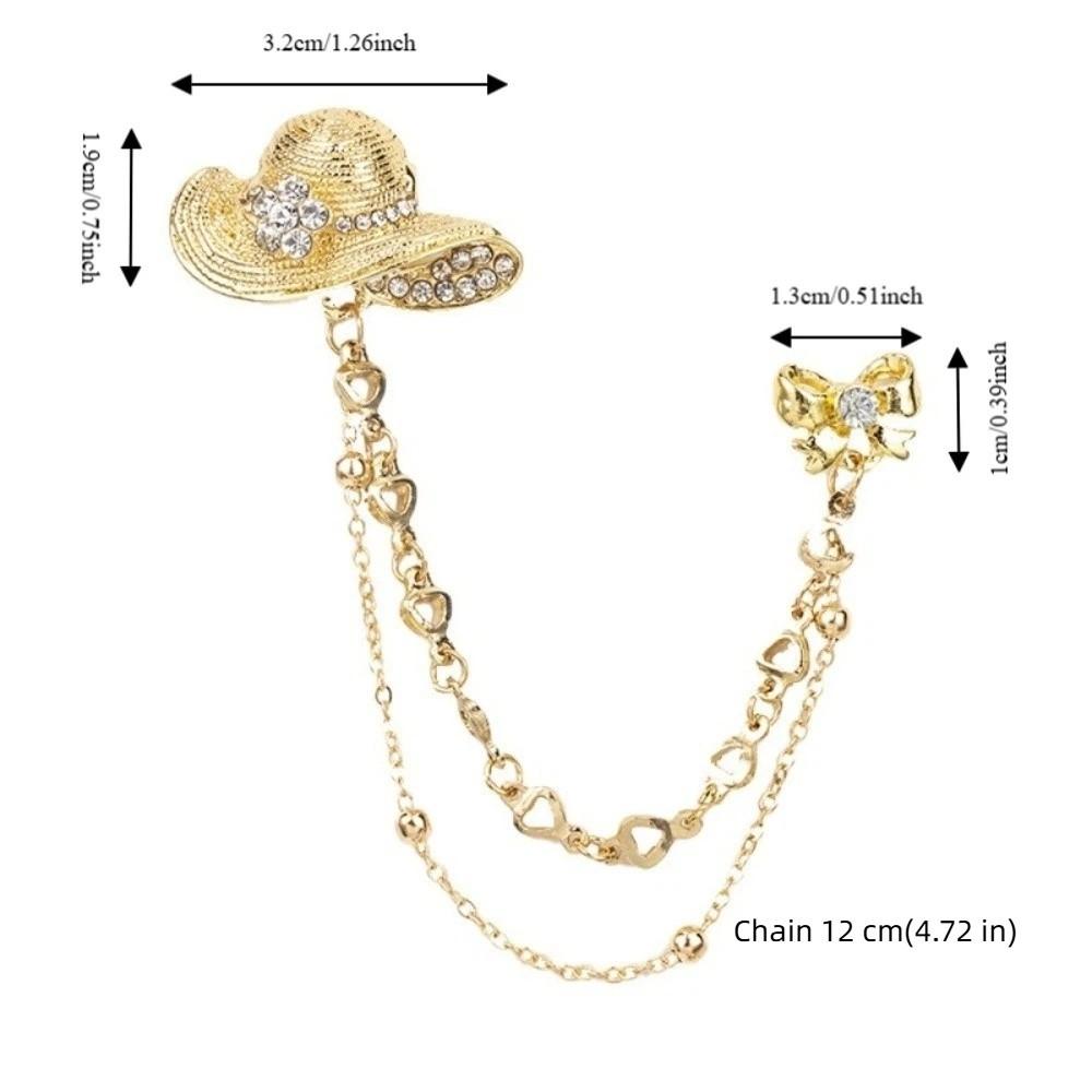 Personality Crystal Hat Bow Brooch Zinc Zinc Alloy Zircon Badge Pin Tassel Pendant Brooch Party Favors