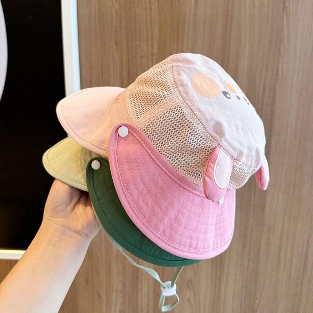 Quick-dry Summer Kid Sunhat Detachable Children's Fisherman Hat Cartoon Animal Bucket Hat  Girls