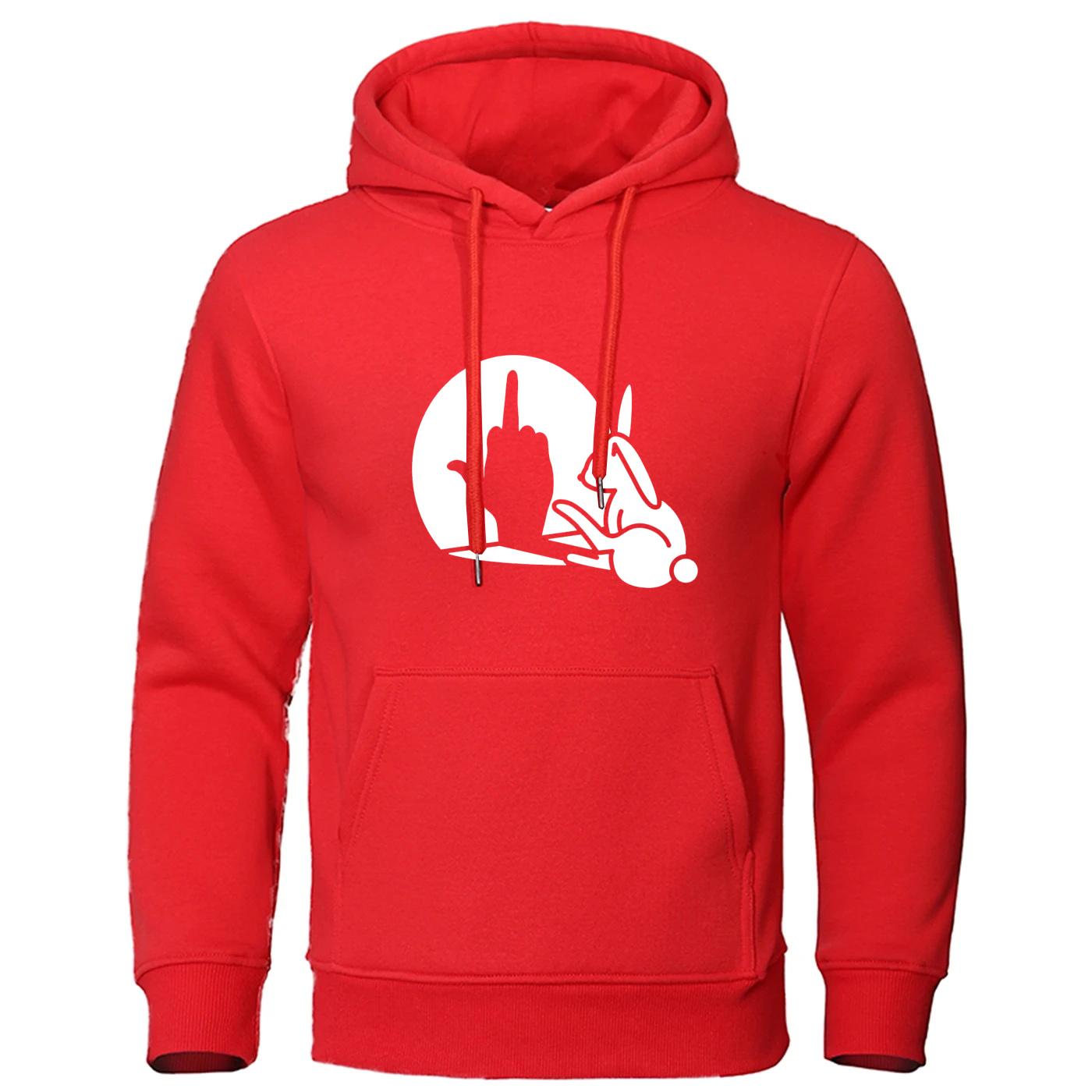 

Funny Rabbit Men High Quality Solid Color Hooded Animal Bunny Lover Long Sleeve Sweatshirt 2025 Male Casual Sporty Pullover 3XL