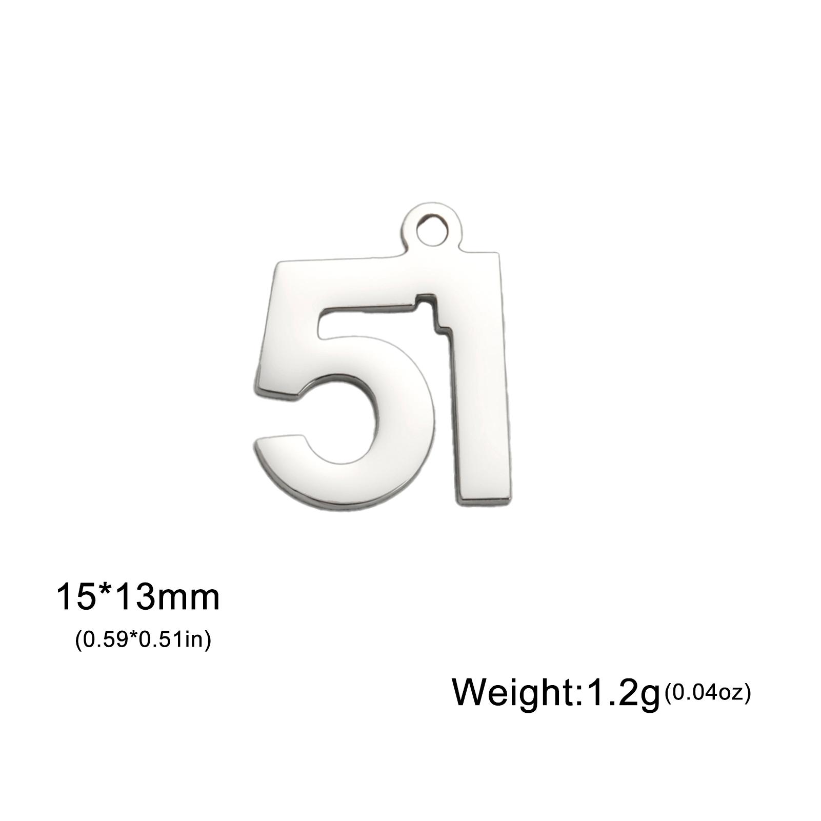 

Teamer 5pcs/lot Number 51-75 Stainless Steel Charms DIY Birthday Numbers Pendant for Bracelet Necklace Earring Jewelry Making