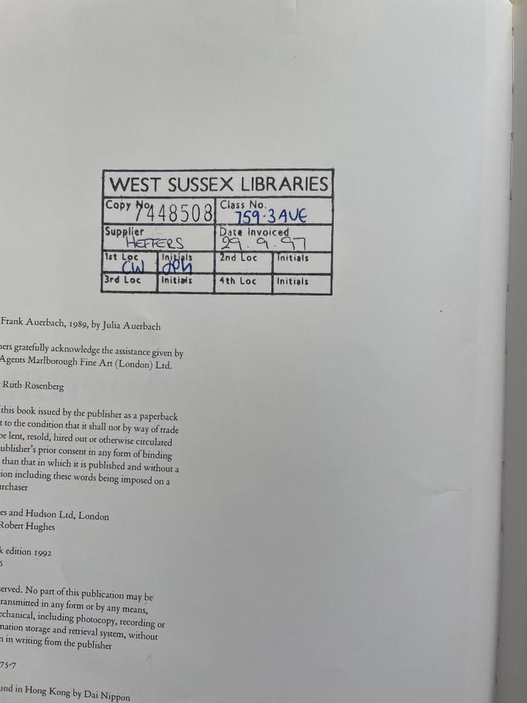[USED] Rare Frank Auerbach Art Book 1992/8/1