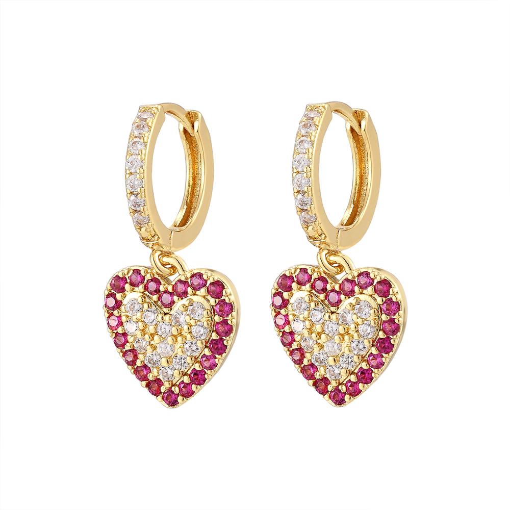 

HECHENG ,1Pair ,Small Hoop Earrings ,Wholesale, Rainbow CZ Zircon ,Gold Color ,Star,Moon,Accessries for Women