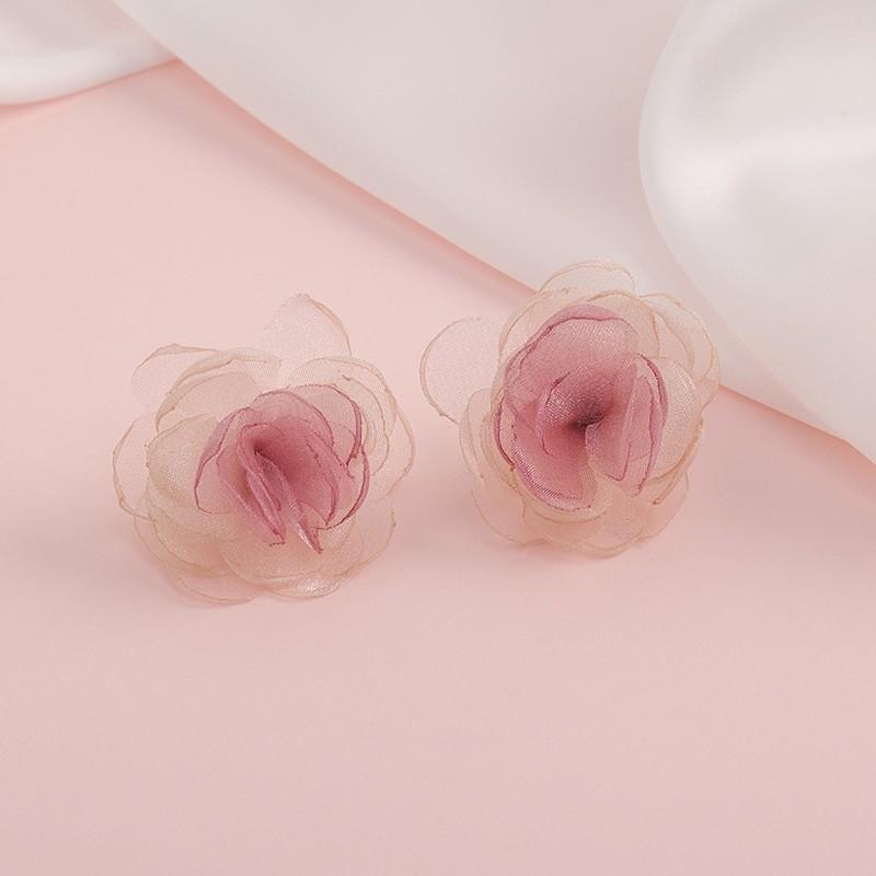 Garden Sweet Silk Fabric Flower Earrings - Elegant Stud Earrings for Women - Beach Style Ear Rings