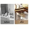 Kitchen Hanging Organizer Rack with Hooks Under Cupboard Paper Towel Rags Hanger Cutting Board Pot Cover Holder Storage Shelf