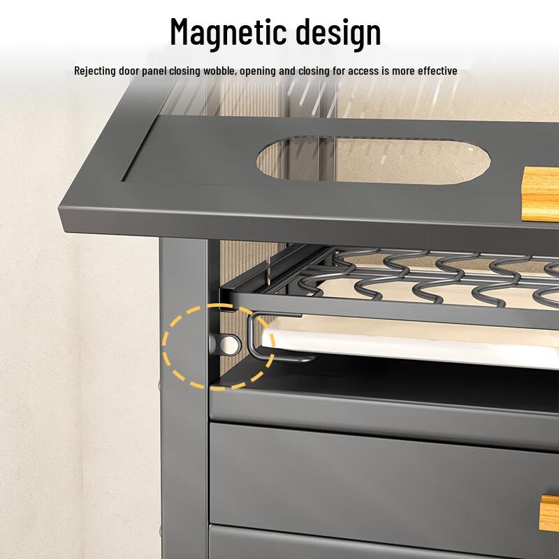 Handun Kitchen Microwave Storage Rack with Dish Cabinet Set