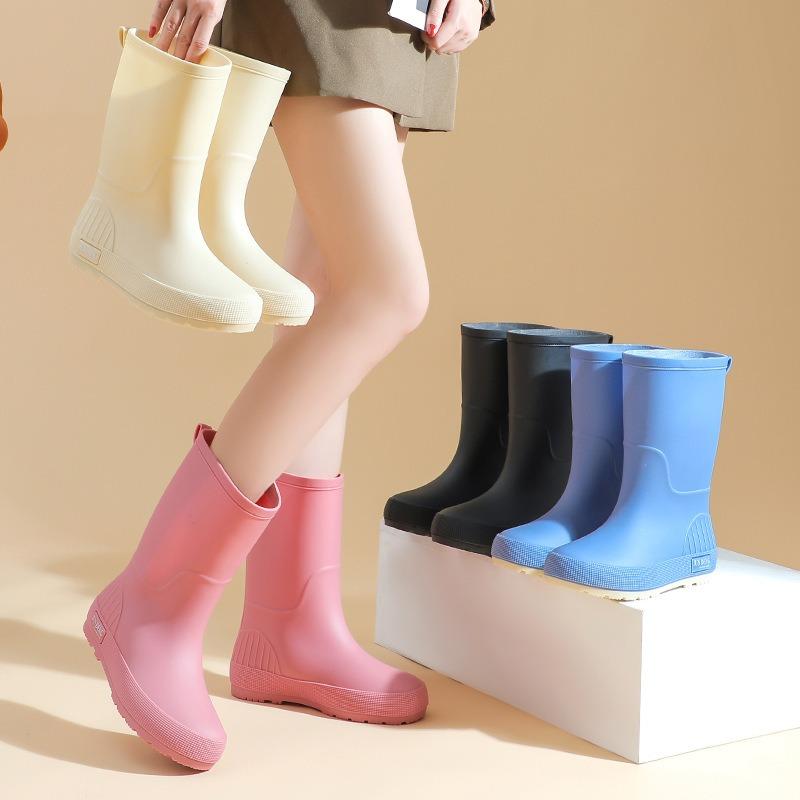 Mode Plus Samt Mittelhohe Damen Gummistiefel Regenstiefel Regenstiefel Outdoor Arbeit Rutschfest Wasserdicht Gummischuhe