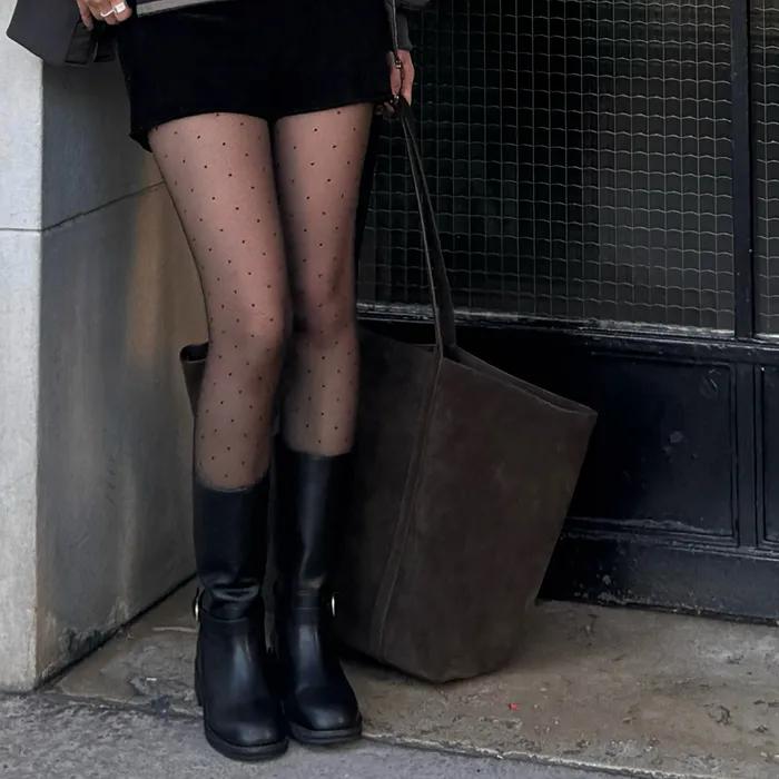 Loose-fitting See-through Polka Dot Stockings