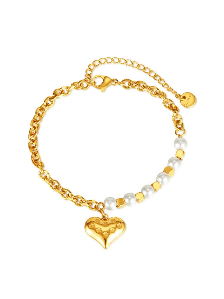 1 Pc Stainless Steel Dainty Zircon Bracelet Trendy Heart Zircon Bracelets 18K Gold Plated Heart Charm Bracelets Women Zircon Gift