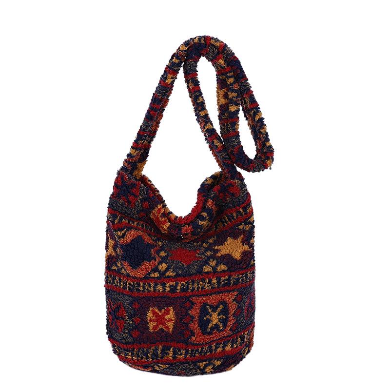 

2025 Осень/Зима Женская Милая Плюшевая Пушистая Сумка-Ведро: Сумка большой емкости красный