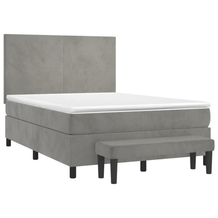 VidaXL Divan Bed and Mattress Light Grey 140x200cm Velvet - Model 3137725