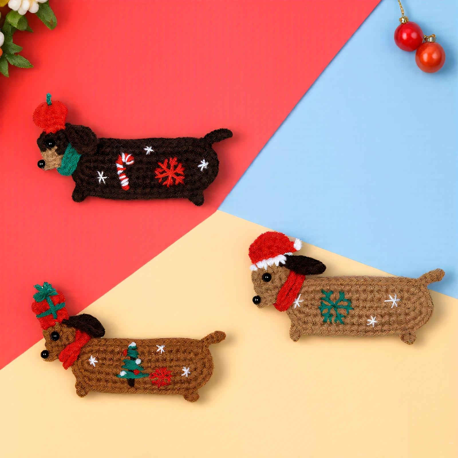 

Набор для начинающих вязальщиков из 3 предметов, Очаровательный набор для вязания крючком «Такса» на рождественскую тематику, Включает пряжу, Пошаговые инструкции, Инструменты, Семейные занятия рукоделием 3 Piece Set