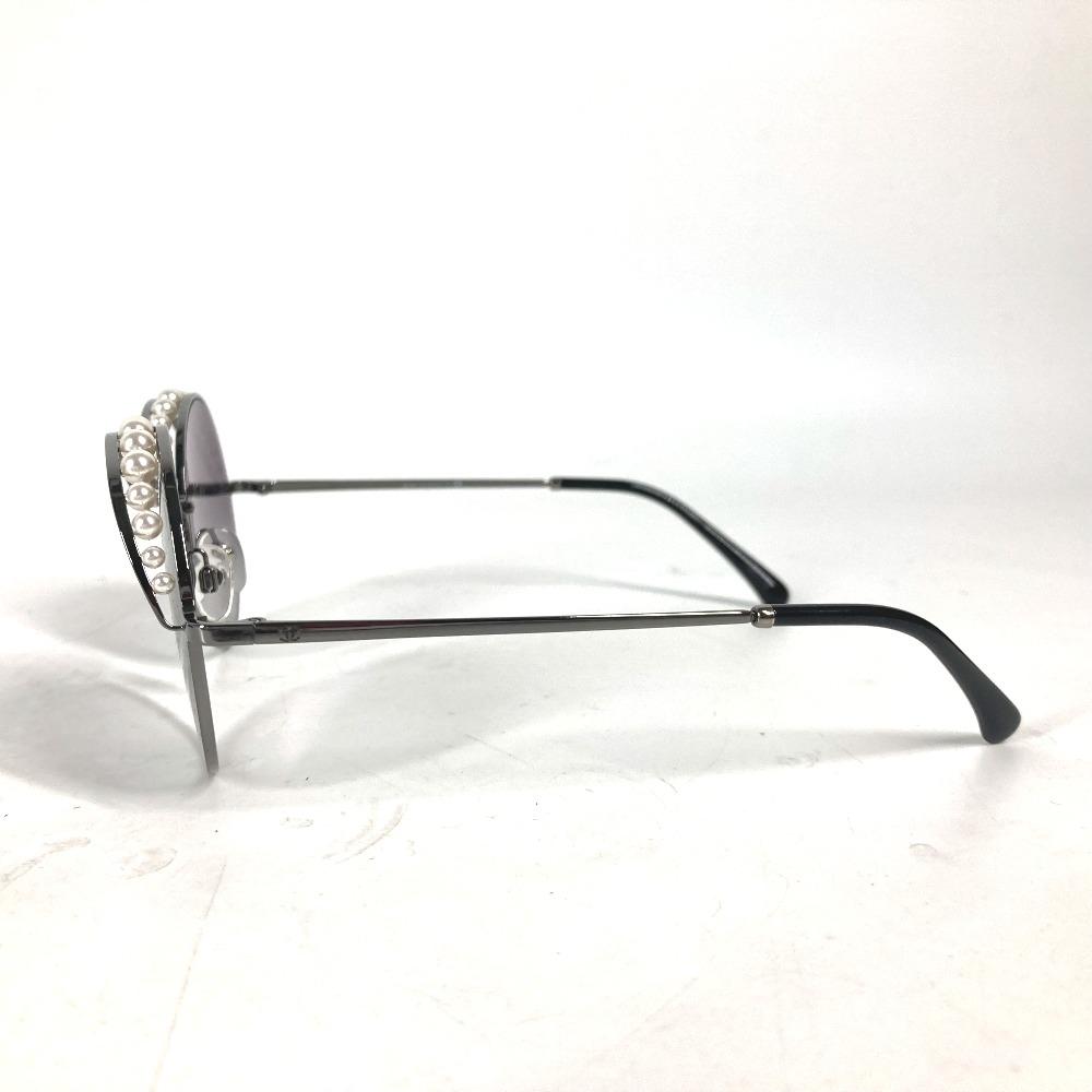 Chanel 4234-H CC CC Mark Pearl Glasses Glasses Eyewear Sunglasses Metal Black