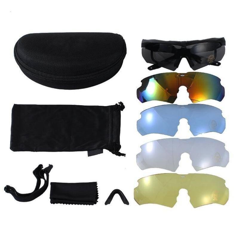 Taktiske briller Utendørs Sport Airsoft Skyting Jaktbriller Turbriller Utendørs solbriller med linse 5 stk.