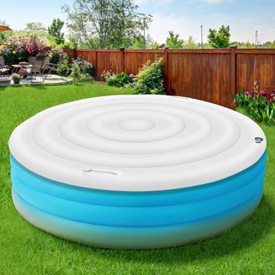 Inflatable Hot Tub Cover Round Hot Tub Lid Outdoor Spa Pool Windproof Rain Cover with Handles Insulated Lid Protector Foldable