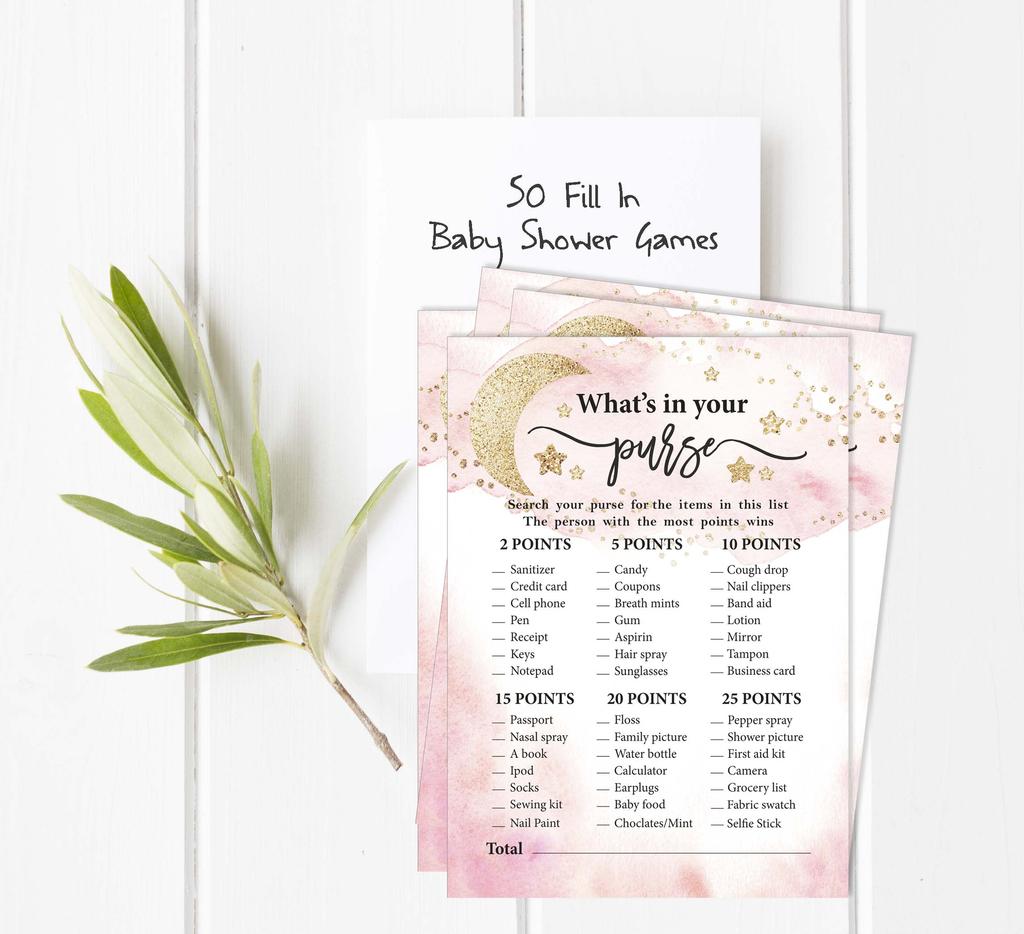 Inkdotpot 50A  Advice CardsA  For Baby Shower Game Glitter Star Advice For New Mom & Dad Gender Reveal Boy Or GirlA  Party
