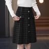 Women's Woolen Button-Down A-Line Skirt - High-Waisted, Mid-Length, Slimming & Loose Fit for Autumn/Winter 2025