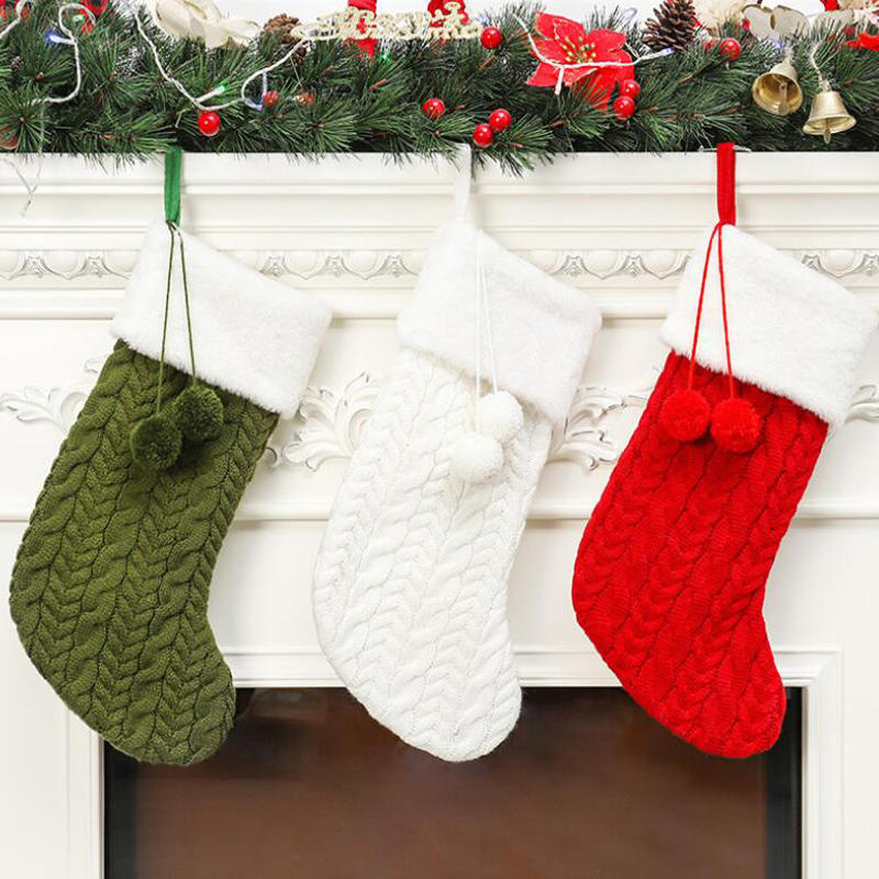 Cute Christmas Knitted Stockings Socks Candy Gift Party Favor Bag Tree Hanging Ornament Home Christmas Decoration