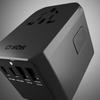 Adapter podróżny przejściówka do gniazdek EU UK US AUS USB-C USB-A GaN 70W - czarny