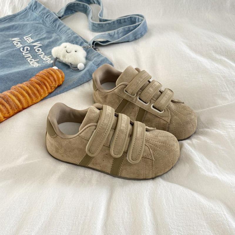 Retro Thick-soled Velcro Art Board Shoes Autumn with Skirts Niche Versatile Little White Shoes