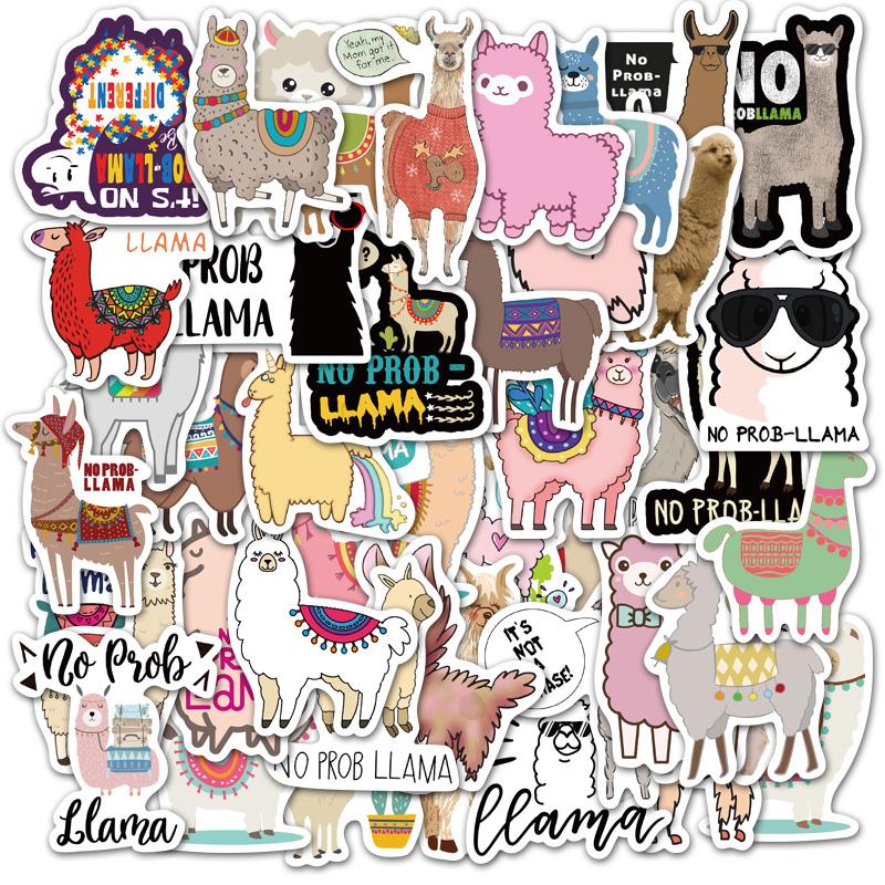 50Pcs Cute Cartoon Llama Alpaca Cute Kawaii Camel Sheep Animal Stickers For Kids Skateboard Case Bike Waterproof Stickers