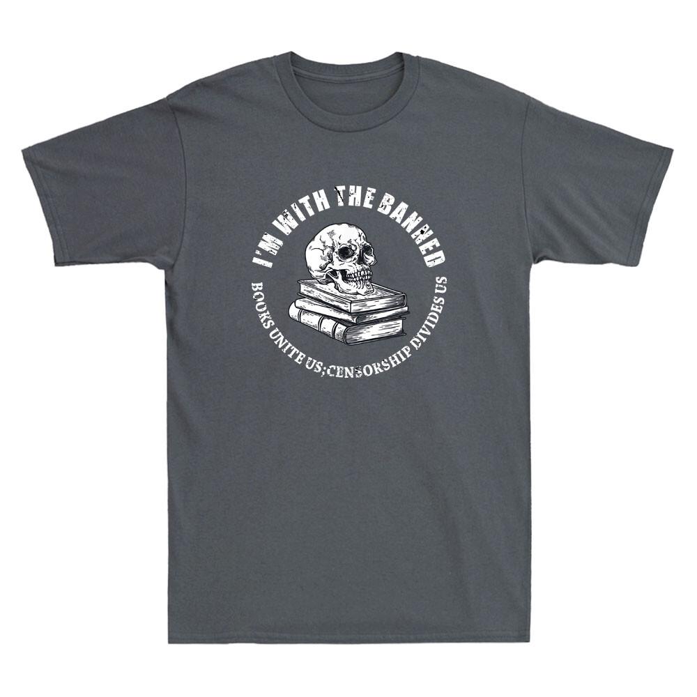 I m With The Banned Books Funny Book Lover Librarian Reading Retro Men s T-Shirt M