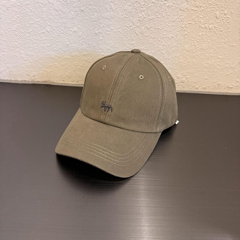 Cute Little Fox Embroidered Baseball Cap for Women's Summer New Wide-brimmed Face Small Sunscreen Sunshade Cap