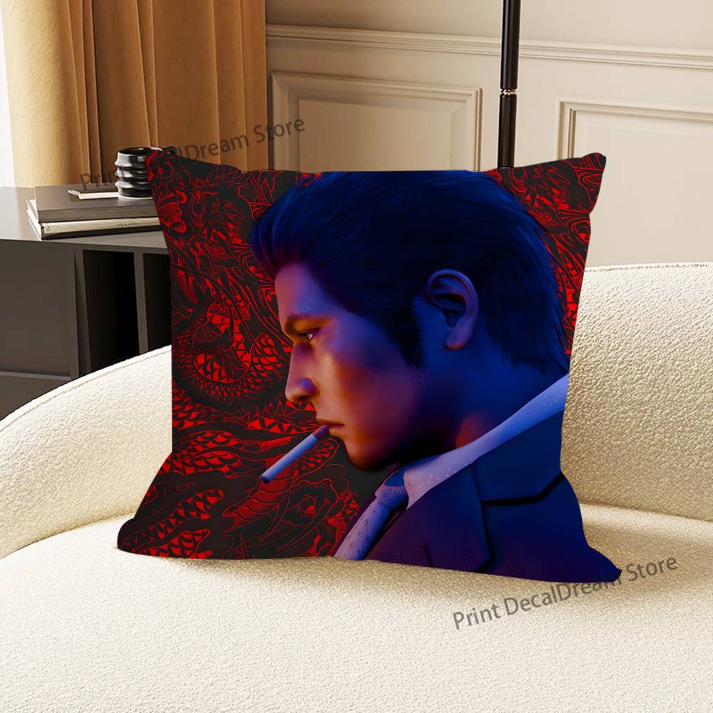 Japanese Game Y-Yakuza K-Kiryu Dragon Pillow Case For Sofa Decor Office Room Printing Cushion Cover Decorations and Protector