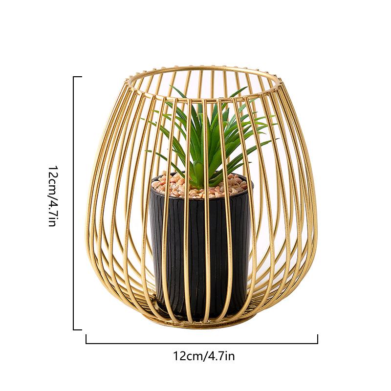 1PC Plants Holder Gold Desktop Ornament Metal Iron Home Decoration Vase Geometric Bonsai Nordic