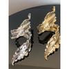 European and American Liquid Simple Luxury Smart Leaves Winding Elegant Bracelet Opening Exaggerated Metal Leaves Wrist Ring Women