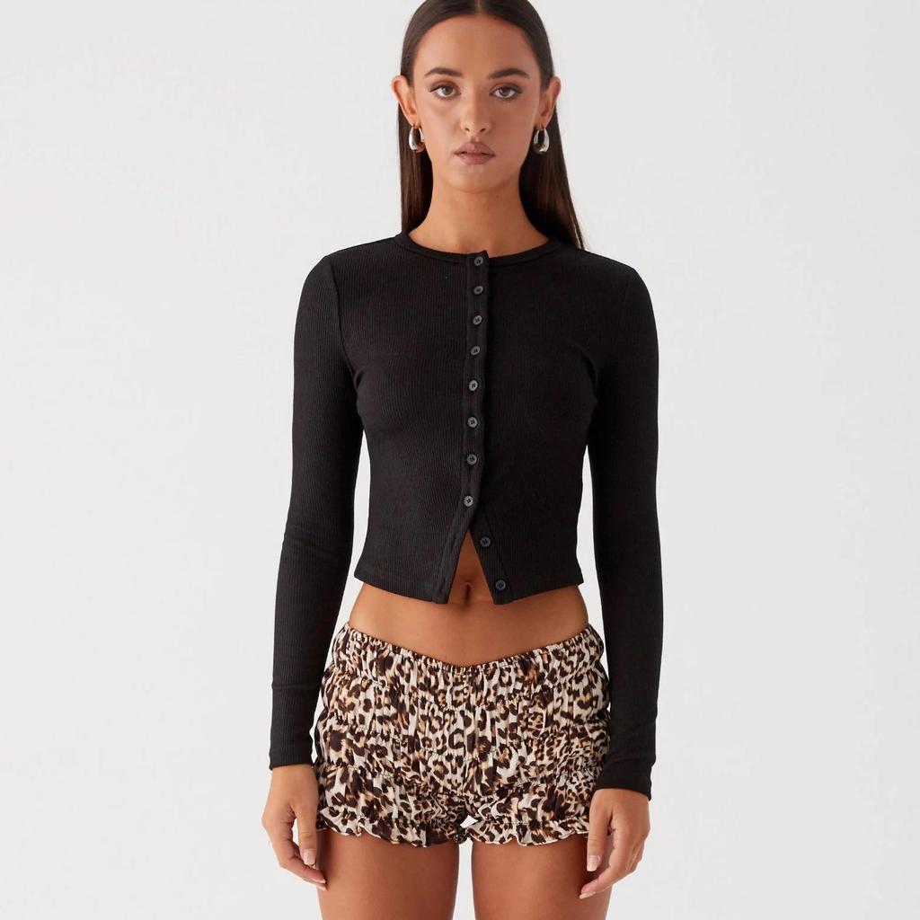 Ebay2025 Damen Frühling/Sommer Slim-Fit Einfarbig Knopf-Cardigan