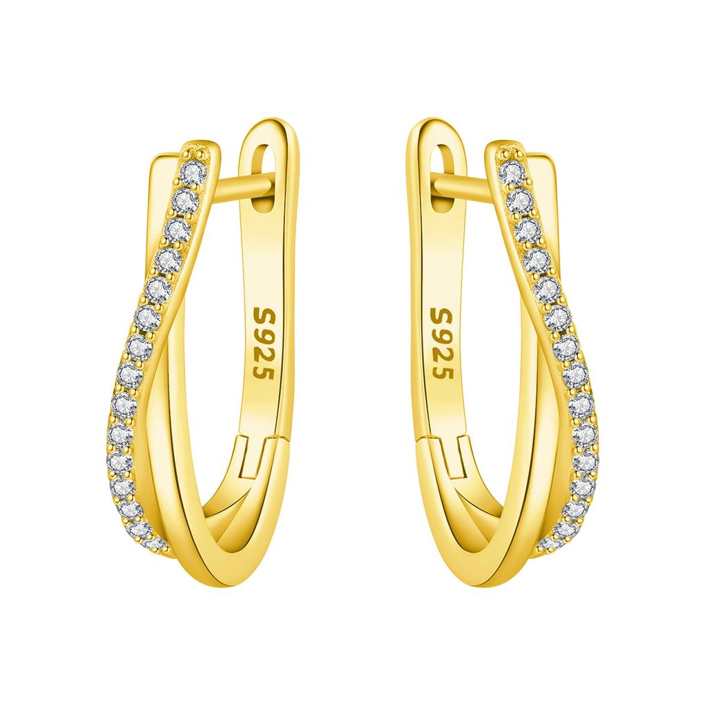 Original S925 Silver Needle Green Zircon Twist Earrings Versatile Hoop For Women Jewelry Birthday Party Fine Gifts
