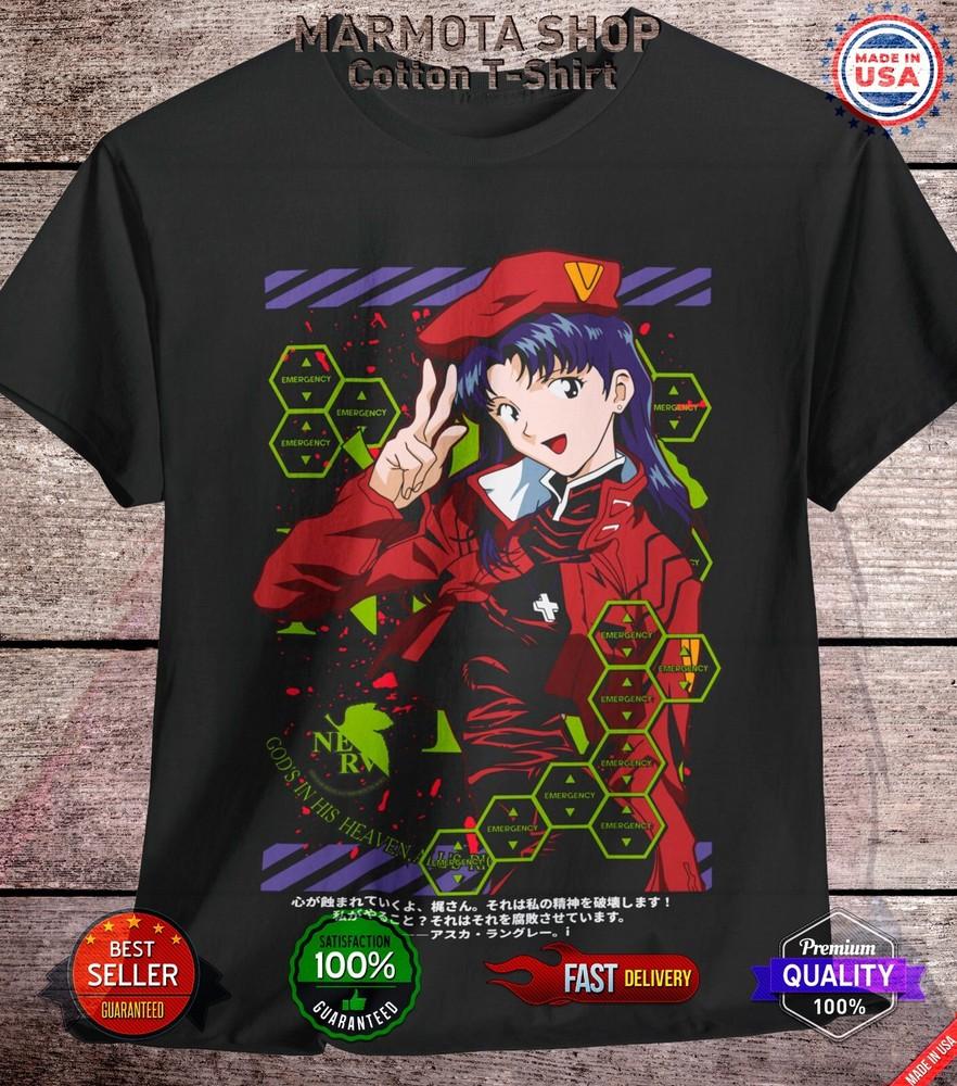 

Misato Neon Genesis Evangelion Shirt Waifu Ecchi Sexy Anime Tee T-Shirt Japanese L