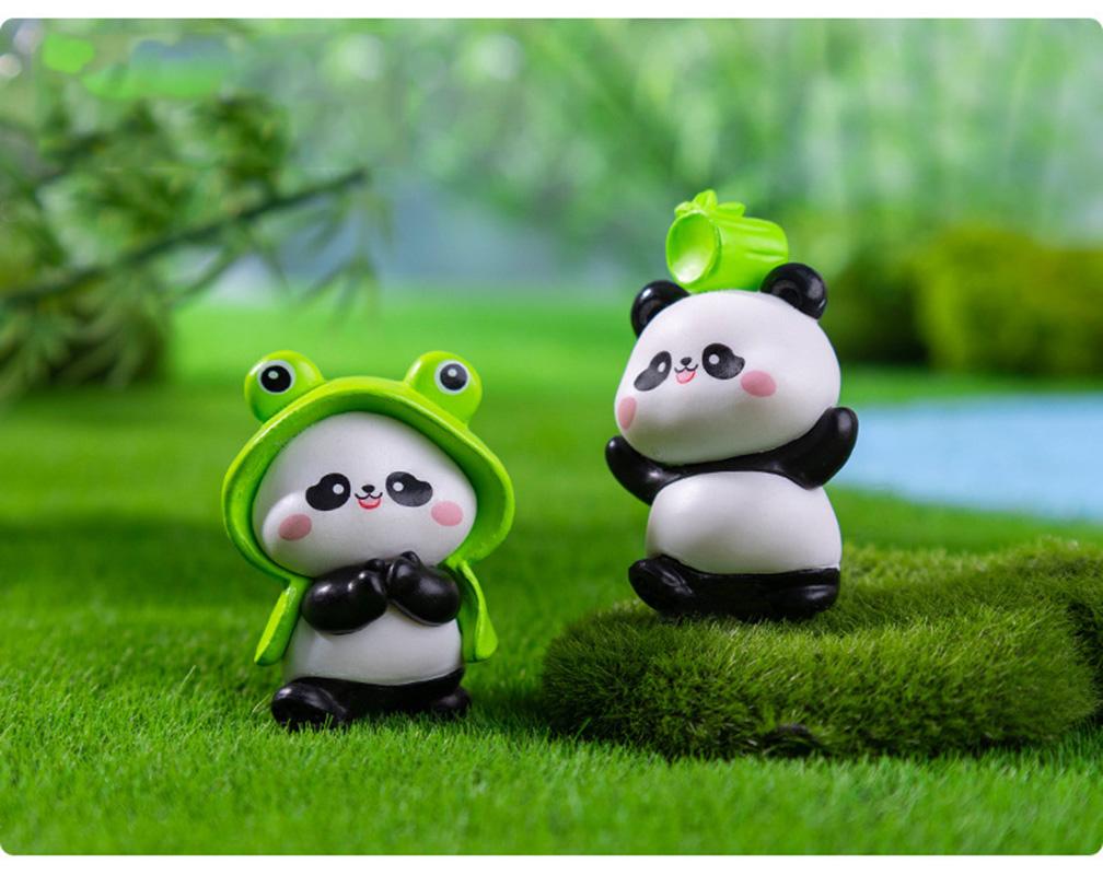 Creative Kawaii Mini Resin Panda Series Figurine Miniature Bonsai Doll House Decoration Accessories For Children Gift Toys