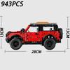 943 Teile Rotes SUV Auto Modellbausatz Mechanisches Zahnradset - Heimdekoration & Kindergeschenk Pädagogisches Set für Geburtstag & Weihnachten