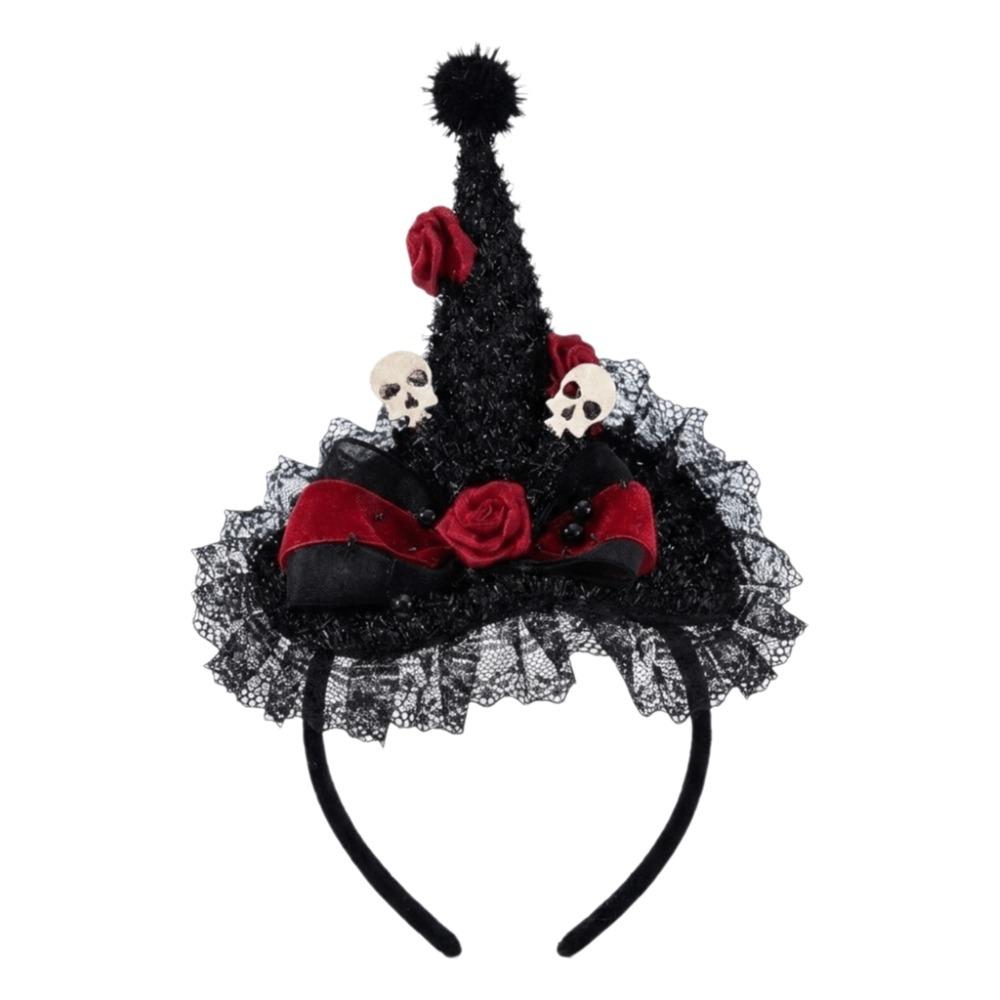 Lace Halloween Witch Hat Hair Hoop Flower Halloween Headband Cute Halloween Party Hair Band Girl