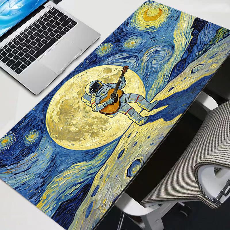Large Mouse Pad Oil Painting Style Office Desk Mats Gaming Accessories Artistic Style Astronaut MousePads Game Laptop Desk Mat