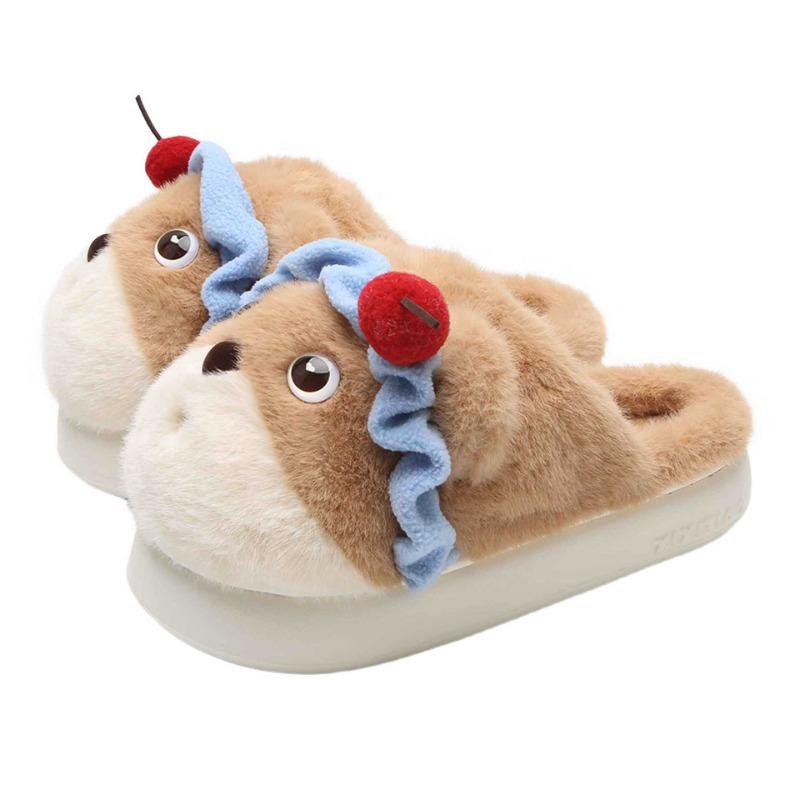 Indoor Personalized Soft and Cute Cotton Slippers for Women, Warm, Comfortable and Adorable Furry Shoes