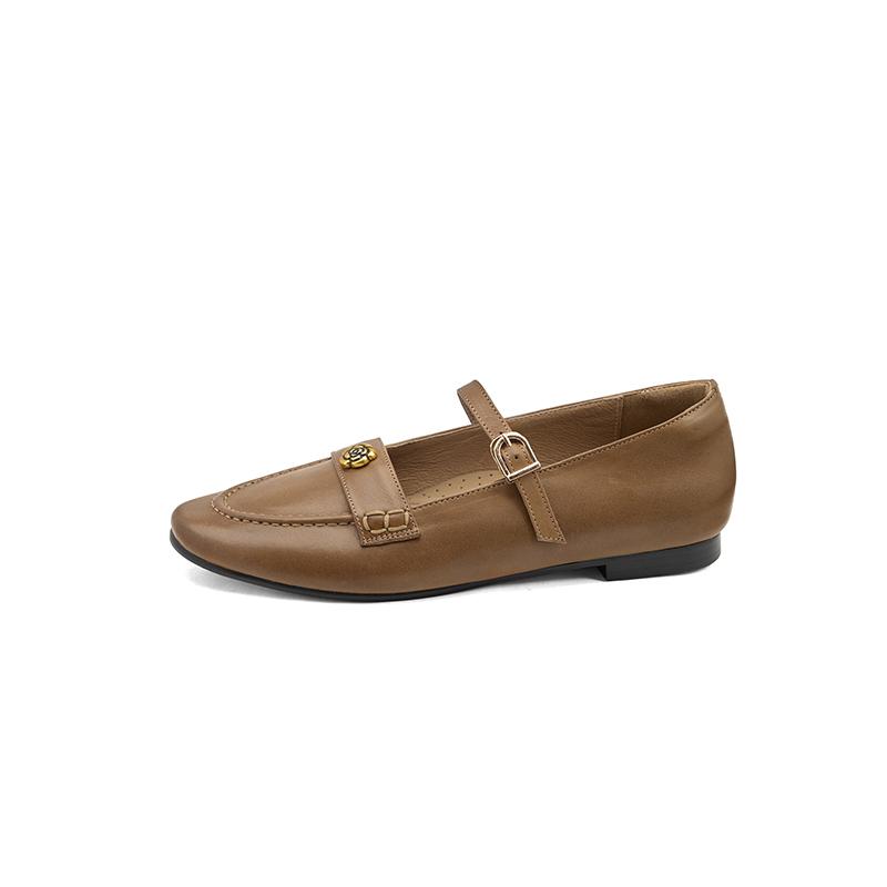 

Fashion New Spring/autumn Genuine Leather Women Shoes Round Toe Mary Jane Shoes for Women Fashion Retro Belt Buckle Low Heel Women Pumps 40 коричневый